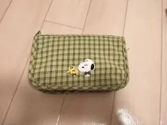 スヌーピー マルチケース ポーチ チェック柄
