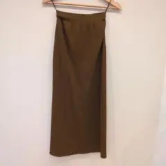 ユニクロ リブ編み タイトスカート M/L ブラウン
