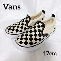 Vans バンズ　チェッカーボード スリッポン　キッズ　白　黒　17cm