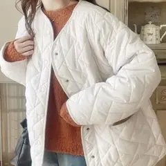 ノーカラーキルティングジャケット