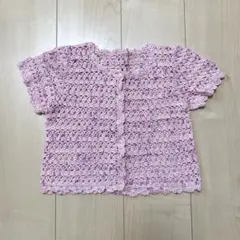 子供　キッズ　ピンク　ニット　半袖　カーディガン　女の子　服