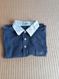 クロコダイルネイビー ポロシャツ ストライプ襟