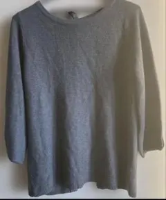 grove グレー ボートネック 七分袖ニット Lサイズ