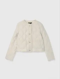TAION×anuans ノーカラーキルティングショートダウン アイボリー TAION×anuans】ノーカラーキルティングショートダウン