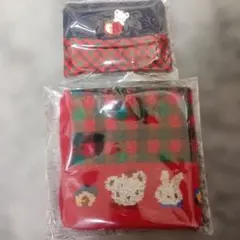 ✨新品タグ付✨ファミリア★タオルハンカチ&ティッシュケース 赤チェックセット