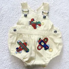 【極美品】ミキハウス ダルマオール オーバーオール 飛行機 イエロー 80cm