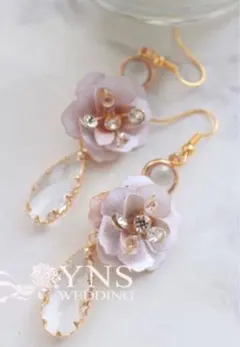 フラワー ゴールドピアス 結婚式 フォーマル パーティー ブライダル