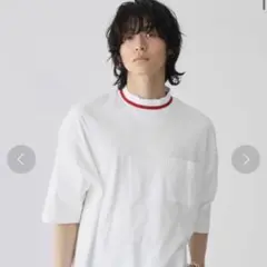 ステュディオス Tシャツ モックネック 白のサムネイル