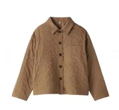 美品 無印良品 カポック混二重ガーゼ キルトジャケット　キャメル Lサイズ
