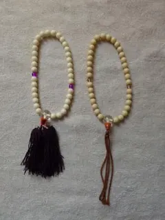 数珠 2本セット 紫と茶色のタッセル付き