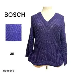 ★美品★BOSCH 紫 Vネック ニットセーター 38 全体ラメ 長袖 ゆったり