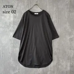 エイトン ブラック 黒 SUVINラウンドヘムTシャツ ロング丈 02 M - メルカリ
