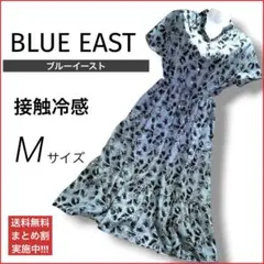 ブルーイースト ボタニカル花柄 フレアワンピース ロング 半袖 夏 接触冷感 Mのサムネイル