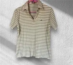 クロコダイル　CROCODILE　半袖 ポロシャツ ボーダー　L レディース