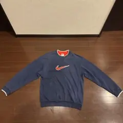 【希少】90s NIKE ナイキ スウェット ネイビー スウォッシュ 刺繍ロゴ