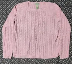 黒*マ様 L.L.Bean ピンク ケーブルニットセーター M