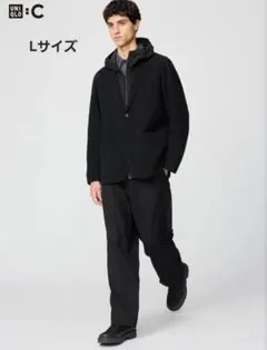 新品未使用　ユニクロ:C イージーワイドテーパードパンツ L　ブラック