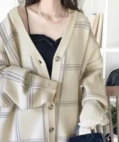 美品 classicalelf Wジャガードチェック柄カーディガン