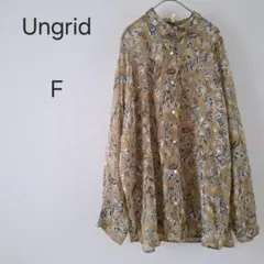 203＊【アングリッド】長袖ブラウス　ボタニカル柄　草花　薄手　フリーサイズ