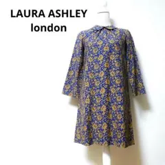 LAURA ASHLEY london コットンシルクレトロデザイン 膝丈ワンピ