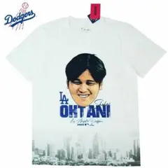 M新品大谷翔平公式オフィシャル顔Tシャツドジャースdodgersロサンゼルス白