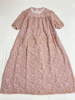 vintage 花柄レース襟ワンピース