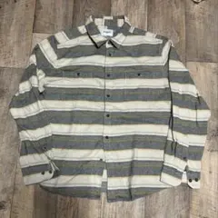 00s古着ボーダー柄長袖シャツ長袖ネルシャツレアカラー