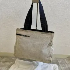 プラダ PRADA キャンバス　トートバッグ ハンドバッグ　肩掛け　白タグ