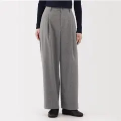 美品 無印良品 婦人 縦横ストレッチ起毛 タックワイドパンツ 婦人Ｍ