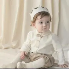 ベビータキシード　80cm　蝶ネクタイ付きロンパース　フォーマルスーツ