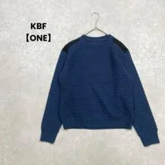 KBF/切替デザインニット/ブルー×ブラック/異素材/ONE/カジュアル