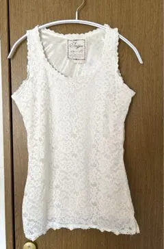 【未使用美品】イング　ノースリーブ　タンクトップ　レース　M オフホワイト