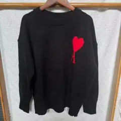 新品 AMI PARIS ハートAロゴ ニット ブラック M