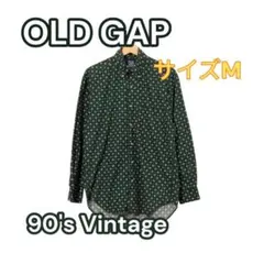 OLDGAP ボタンダウンシャツ 小紋柄 グリーン アメカジ メンズ【サイズM】