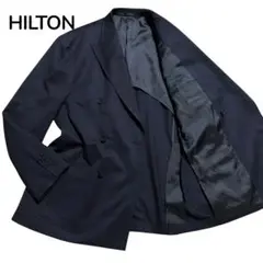 美品⭐︎HILTON テーラードジャケット　ネイビー　ダブル　ワイドサイズ　L