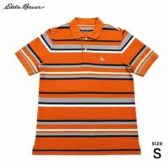 Eddie Bauer エディーバウアー 半袖ポロシャツ ボーダー オレンジ Sのサムネイル