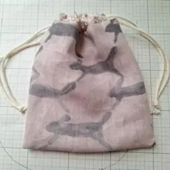 手作りミニ巾着ポーチ(ミナペルホネン、らんらん)