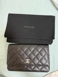 CHANEL チェーンウォレット ターンロック キャビアスキン 黒 新品