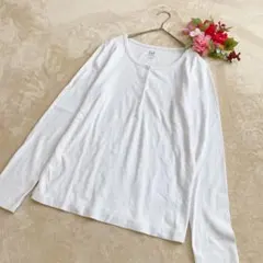 【GAP ギャップ】モダン ヘンリーネック Tシャツ 長袖 ホワイト L