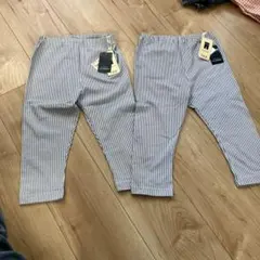 ストライプ 7分丈レギンスパンツ 2枚セットタグ付き新品