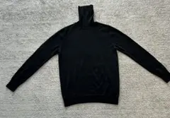 ブラック ニットセーター クルーネック タートルネック