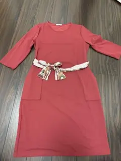ZARA 赤 ワンピース 七分袖
