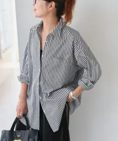 美品　Spick＆Span50コットンオーバーシャツ　ストライプシャツ ゆったりのサムネイル