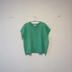 ［studio CLIP］グリーントップス(F)/半袖ニット 差し色
