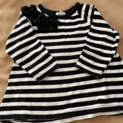 ストライプ 長袖カットソー フリル付き100
