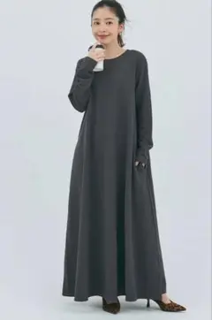 エンボス加工Aラインフレアワンピース　coca