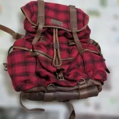 【LLBEAN】 リュック　ウール　ボア　赤　チェックのサムネイル