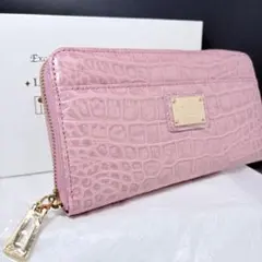 【新品未使用】レザージュエルズ　クロコ型押し長財布　ピンクのサムネイル