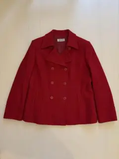 ウール　ダブルブレストピーコート　レッド　ダブル