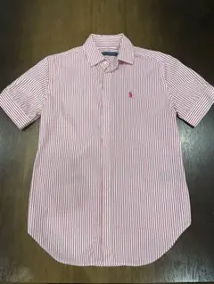 ラルフローレン  ストライプシャツ  半袖  赤 白  0 150/80Aサイズ